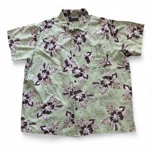 Milano Green and Brown Casual Button Down‎ Shirt with Botanical Print